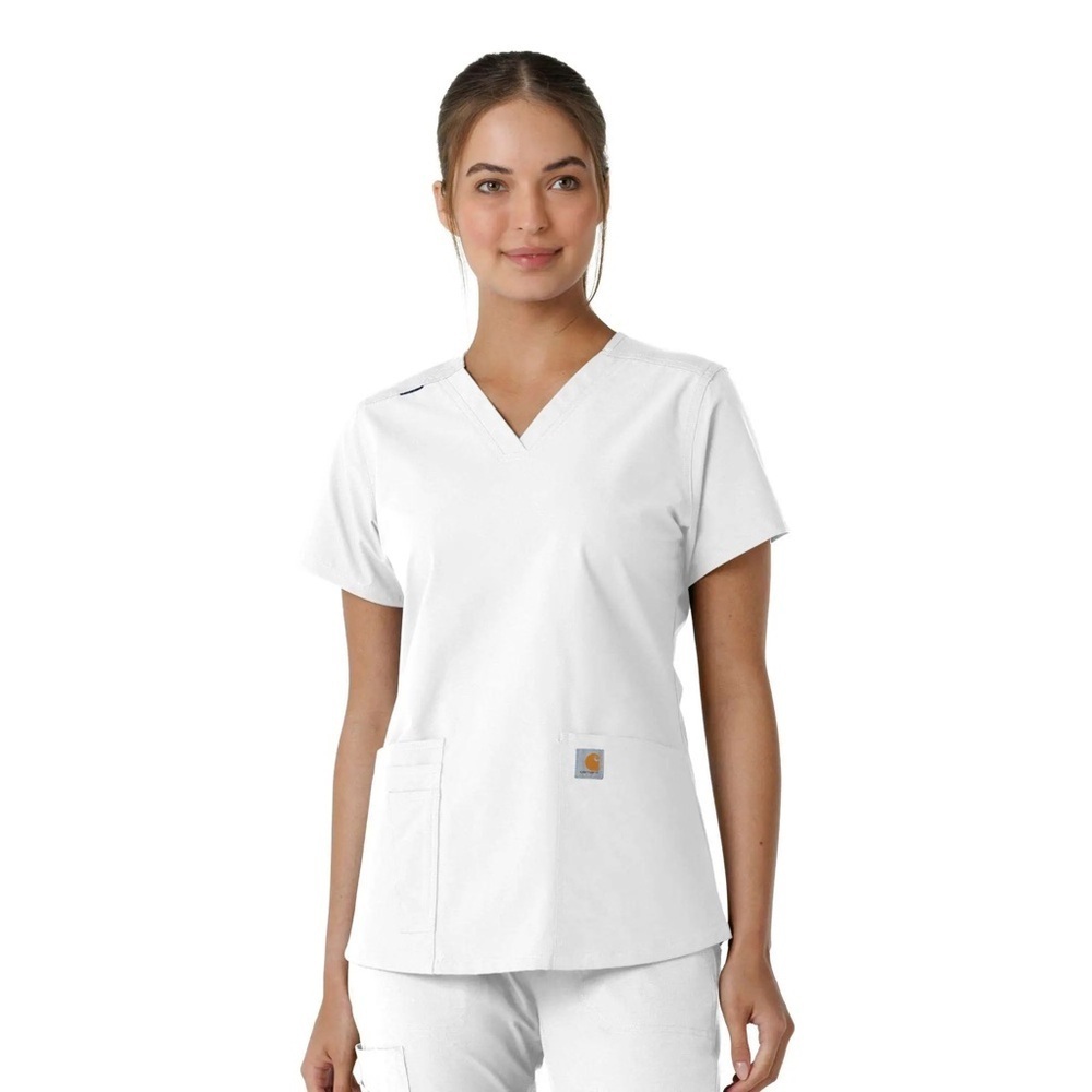 Carhartt Women’s Force Essentials V-Neck Scrub Top White Size 2x NWT Brand New